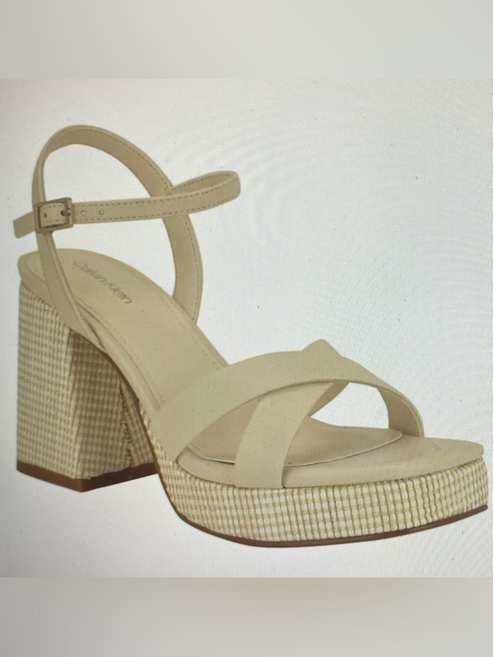 NEW CALVIN KLEIN WOMENS CREAM BLOCK SANDALS-STRAPPY PLATFORM HEELS - Picture 9 of 11